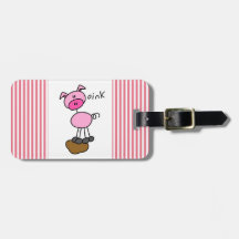 Stick Figure Pig T-shirts and Gifts Tag For Luggage