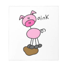 Stick Figure Pig T-shirts and Gifts Notepads