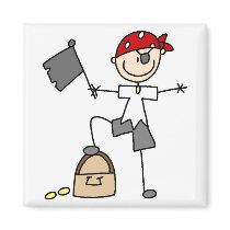 Stick Figure Pirate Treasure Magnet by stick_figures Stick Figure Pirate Treasure Magnet