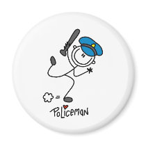 Stick Figure Police Officer Refrigerator Magnet
