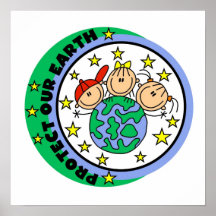 Stick Figure Protect Our Earth T-shirts and Gifts Poster