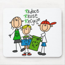 Stick Figure Reduce  Reuse Recycle T-shirts Mousepads