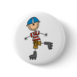 Stick Figure Roller Skating Pinback Button