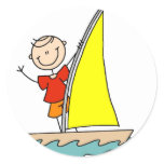Stick Figure Sailing Sticker