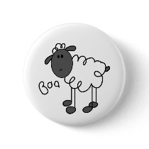 Stick Figure Sheep Pinback Buttons