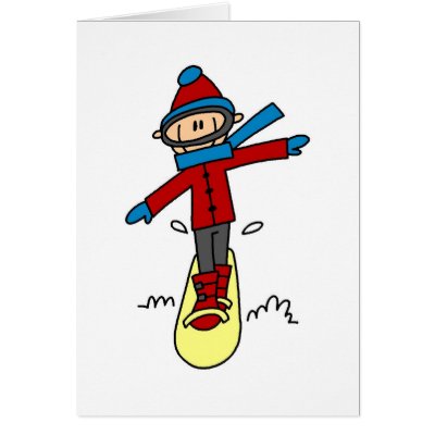 Stick Figure Snowboarding Greeting Cards by stick_figures