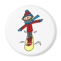 Stick Figure Snowboarding magnets