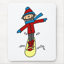 Stick Figure Snowboarding Mouse Pad