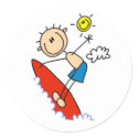 Stick Figure Surfer Boy Stickers