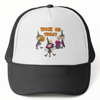 Stick Figure Trick Or Treat Witches Baseball Cap hat