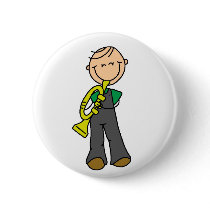 Stick Figure Trumpet Button