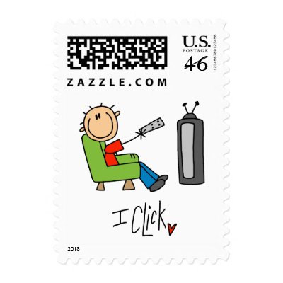 Stick Figure TV Clicker Postage Stamp by stick_people