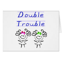 Stick Figure Twin girls Greeting Card
