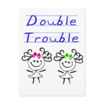 Stick Figure Twin girls Post Card