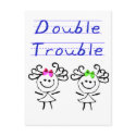 Stick Figure Twin girls postcards