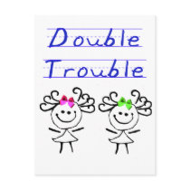 Stick Figure Twin girls postcards