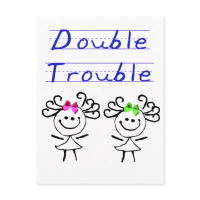 Stick Figure Twin girls Post Card by Dustbuster
