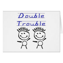 Stick Figure Twins Greeting Cards