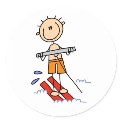 Stick Figure Water Skiing Stickers by stick_figures