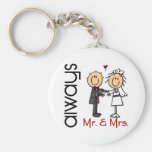 Stick Figure Wedding Couple Mr. & Mrs. Always Key Chain