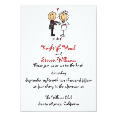   Stick Figure Wedding Invitation 13 Cm X 18 Cm Invitation Card