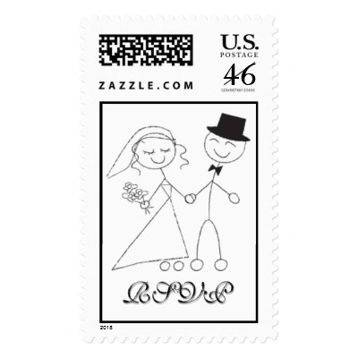 Stick Figure Wedding Response Card Stamp
