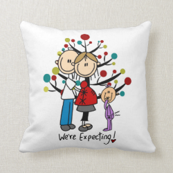 Stick Figures Expectant Parents Girl Pillows