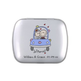 Stick Figures Just Married Tins and Jars w. Candy Jelly Belly Tins