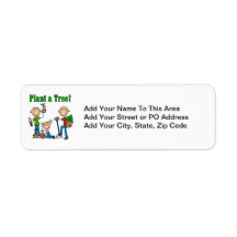 Stick Figures Plant a Tree Tshirts and Gifts Return Address Label