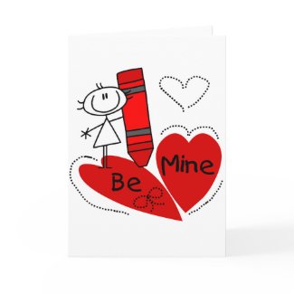 Valentine Card Ideas on Stick Girl Be Mine Valentine Card