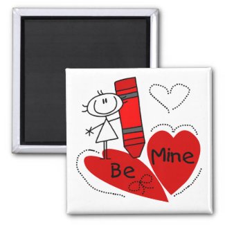 Stick Girl Be Mine Valentine magnet