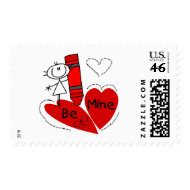 Stick Girl Be Mine Valentine stamp