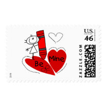 Stick Girl Be Mine Valentine postage
