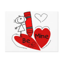Stick Girl Be Mine Valentine postcards