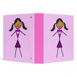 Stick Girl Dark Brunette 3 Ring Binder