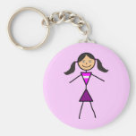 Stick Girl Dark Brunette Key Chains