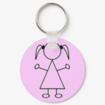 Stick Girl Keychain - Pink by twinacious Stick Girl Keychain - Pink