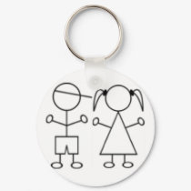 Stick Girl keychain twin boy girl