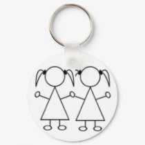Stick Girl keychain twin girls by twinacious Stick Girl keychain twin girls