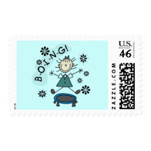 Stick Girl on Trampoline T-shirts and Gifts Stamp