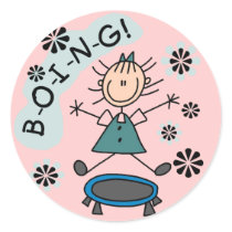 Stick Girl on Trampoline T-shirts and Gifts Stickers