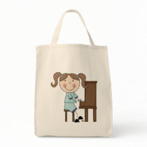 Stick Girl Playing Piano Tote Bag