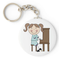Stick Girl Playing Piano Keychain