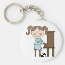 Stick Girl Playing Piano Keychain