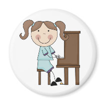 Stick Girl Playing Piano magnets