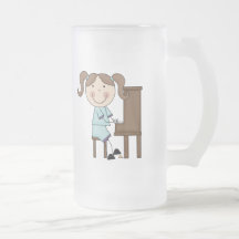 Stick Girl Playing Piano Mugs