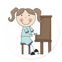 Stick Girl Playing Piano stickers