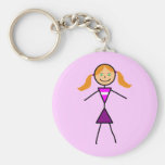 Stick Girl Redhead Keychain
