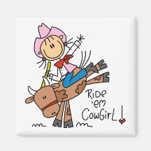 Stick Girl Ride Em Cowgirl Tshirts and Gifts Fridge Magnet