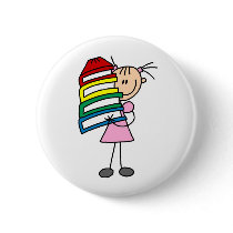 Stick Girl with Books buttons